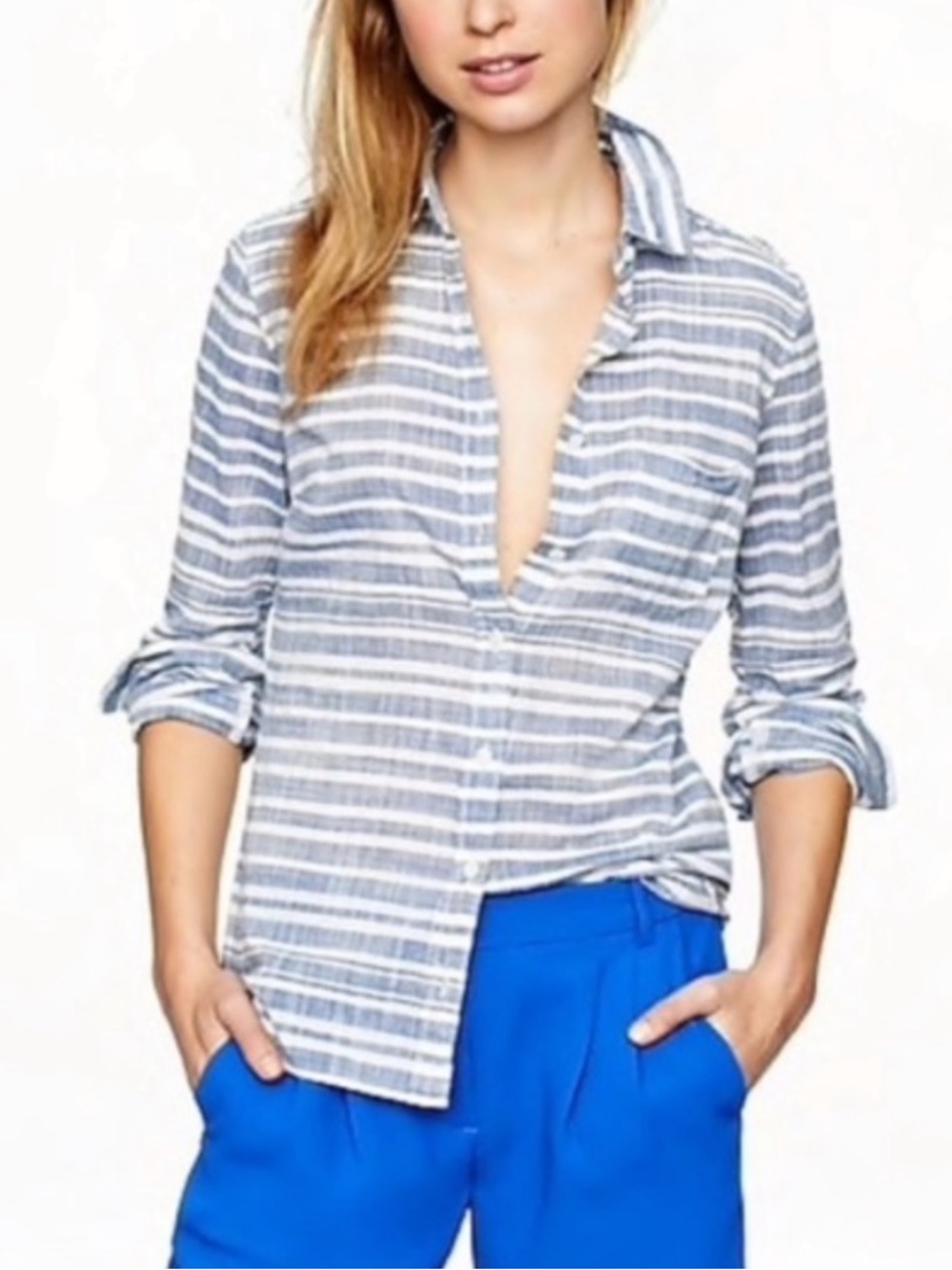 J Crew Striped Button Up Shirt